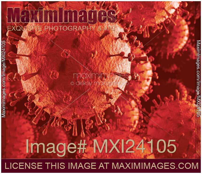 Flu virus Influenza A particles 3D illustration