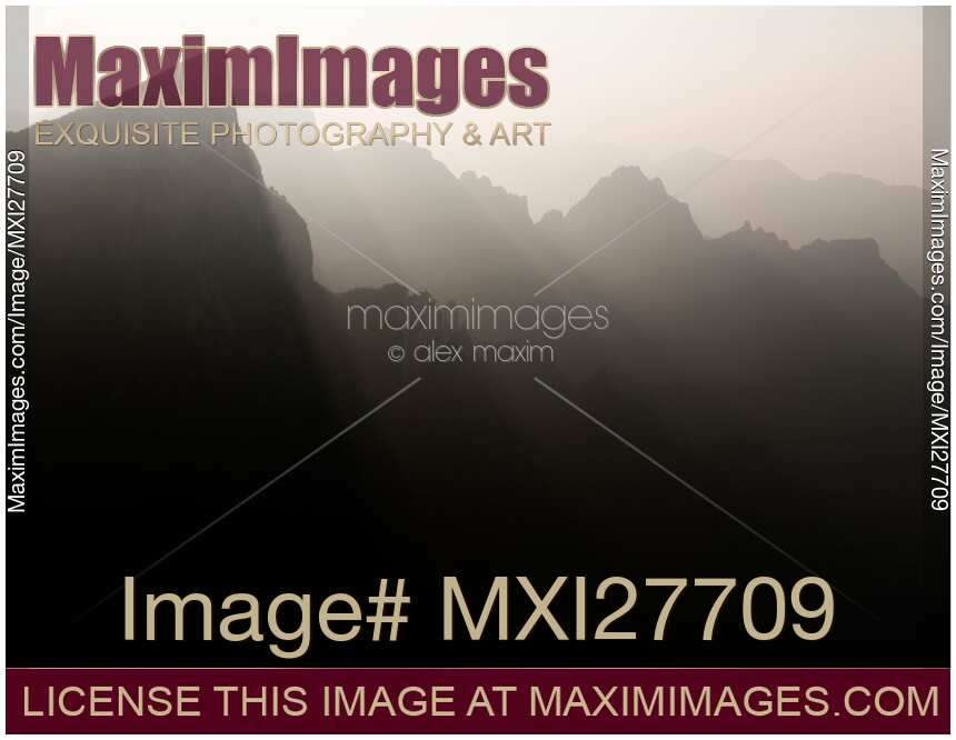 Foggy mountan landscape sunset nature scenery at Tianmen Zhangjiajie