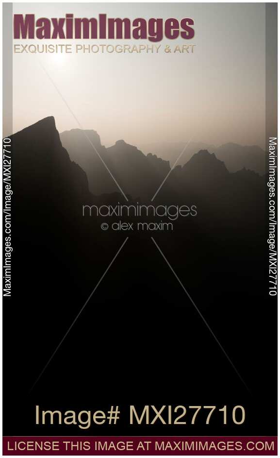 Foggy mountan sunset nature scenery at Tianmen China
