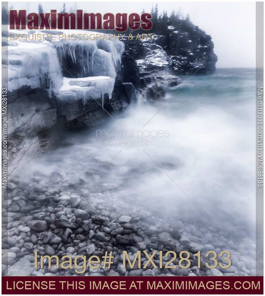 Frozen shore of Georgian Bay in winter