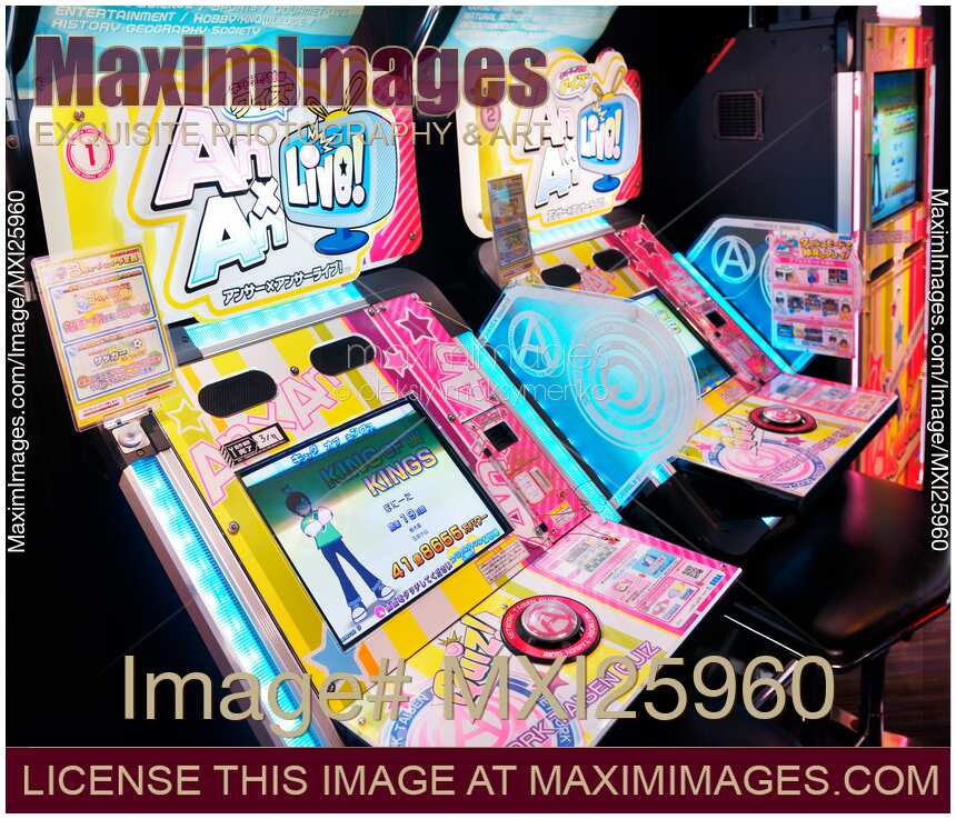 Gaming slot machines at arcade in Japan