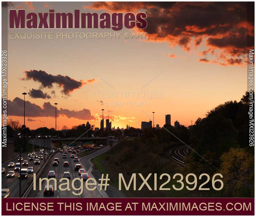 Gardiner Expressway Toronto During Sunset