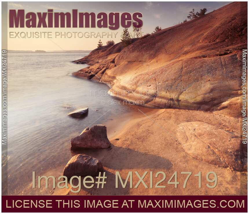 Georgian Bay red rocks landscape at dawn