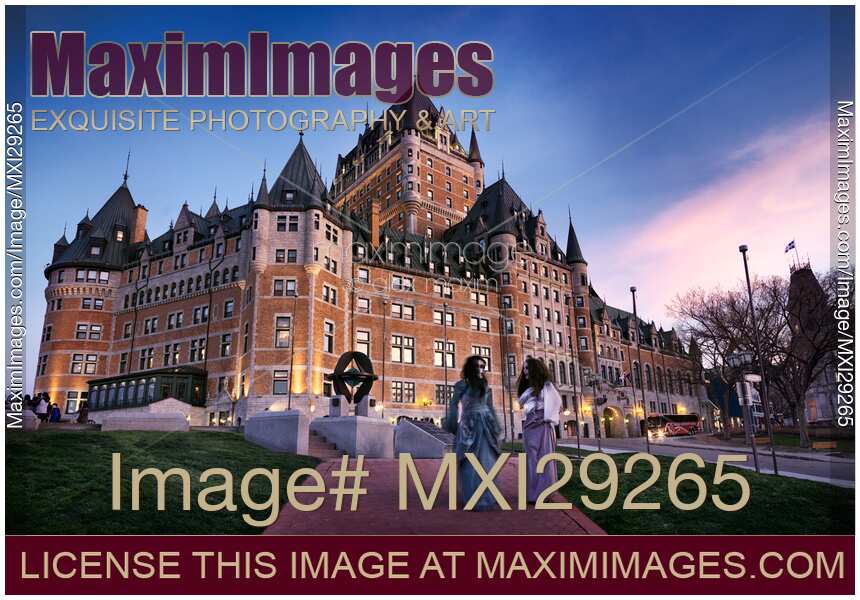 Ghost tour guides in front of Fairmont Le Château Frontenac in Old Quebec