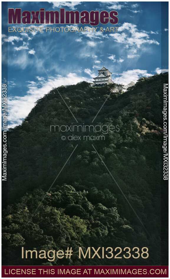 Gifu Castle Gifu-jo on top of Mt Kinka under blue sky Gifu Japan