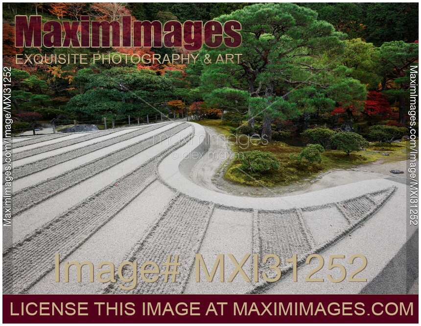 Ginshadan sand garden representing a Fuji lake in an autumn scenery of Ginkaku-ji Temple Zen garden