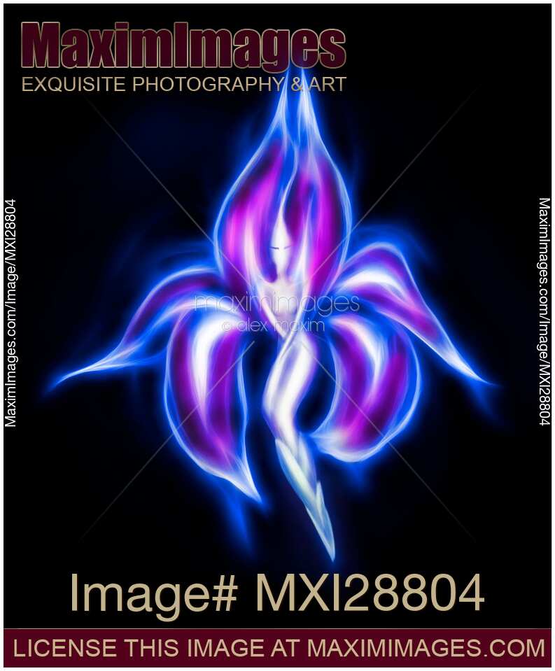 Glowing surreal dancing lady flower fairy artistic illustration