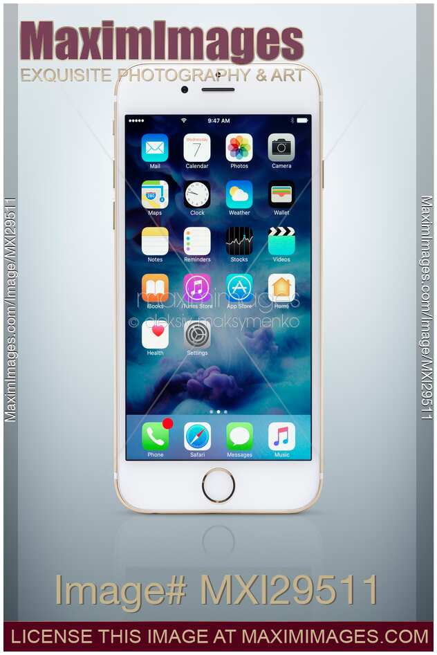 Gold Apple iPhone 6 6s isolated on light blue background