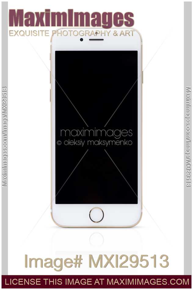 Gold Apple iPhone 6 6s white blank screen isolated on white background