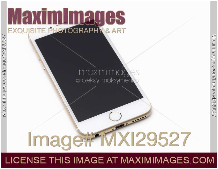 Gold Apple iPhone 6 6s with blank display isolated on white