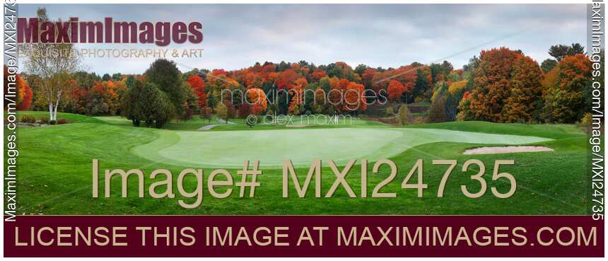 Golf course panorama in fall