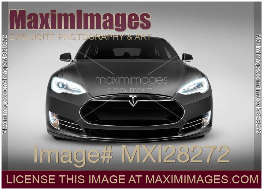 Gray Tesla Model S luxury electric car front view