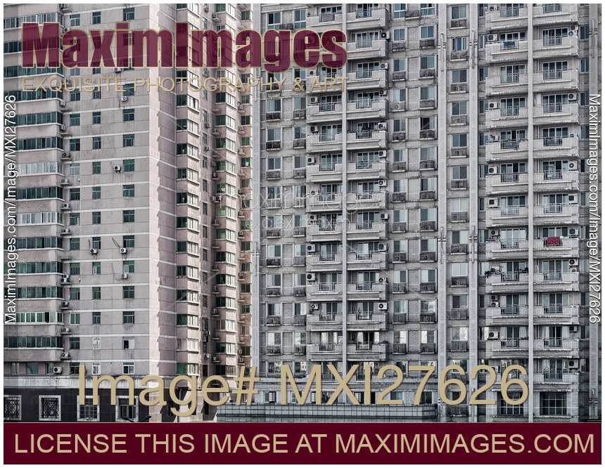 Gray walls of high-rise residential buildings in China