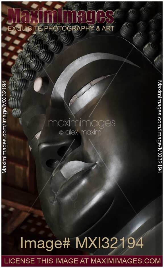 Great Buddha face in Todai-ji temple Nara Japan