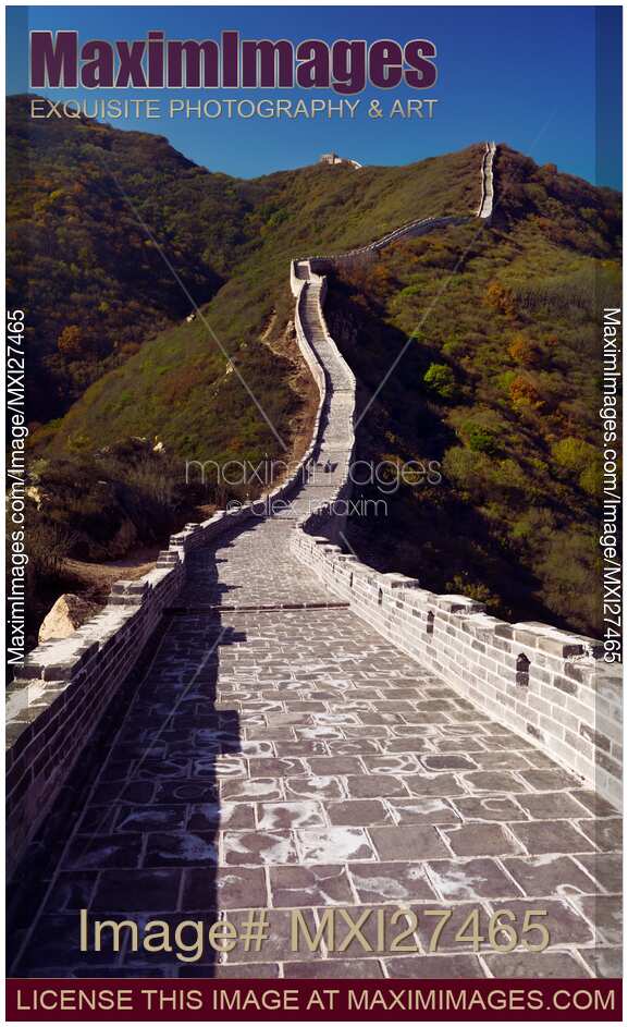 Great Wall of China rising up the mountain