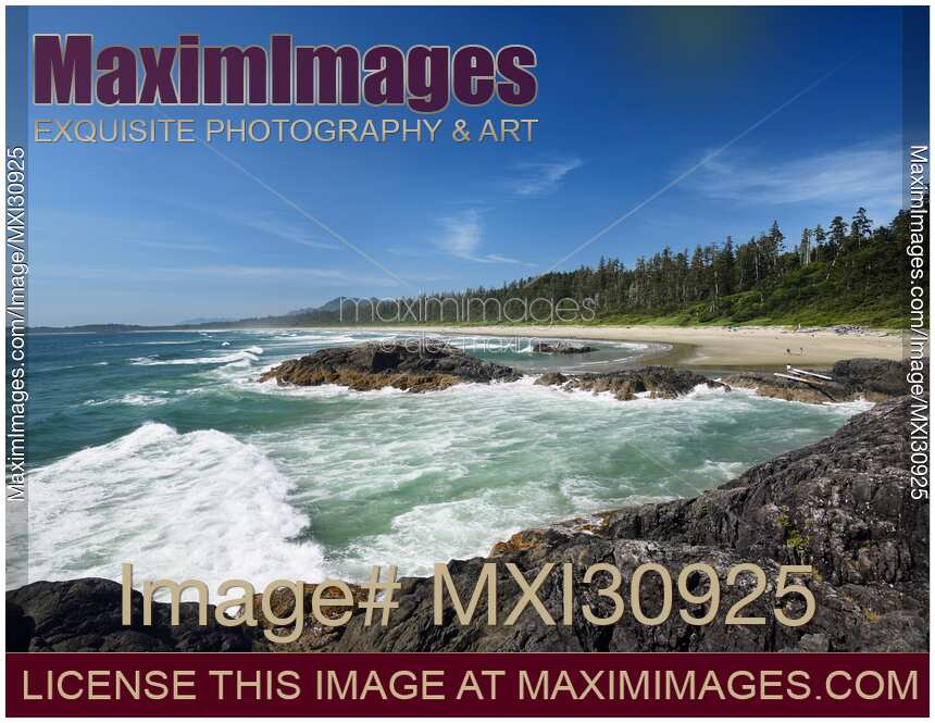 Green Point beach with big tidal waves at Pacific Rim National Park Reserve in Tofino BC