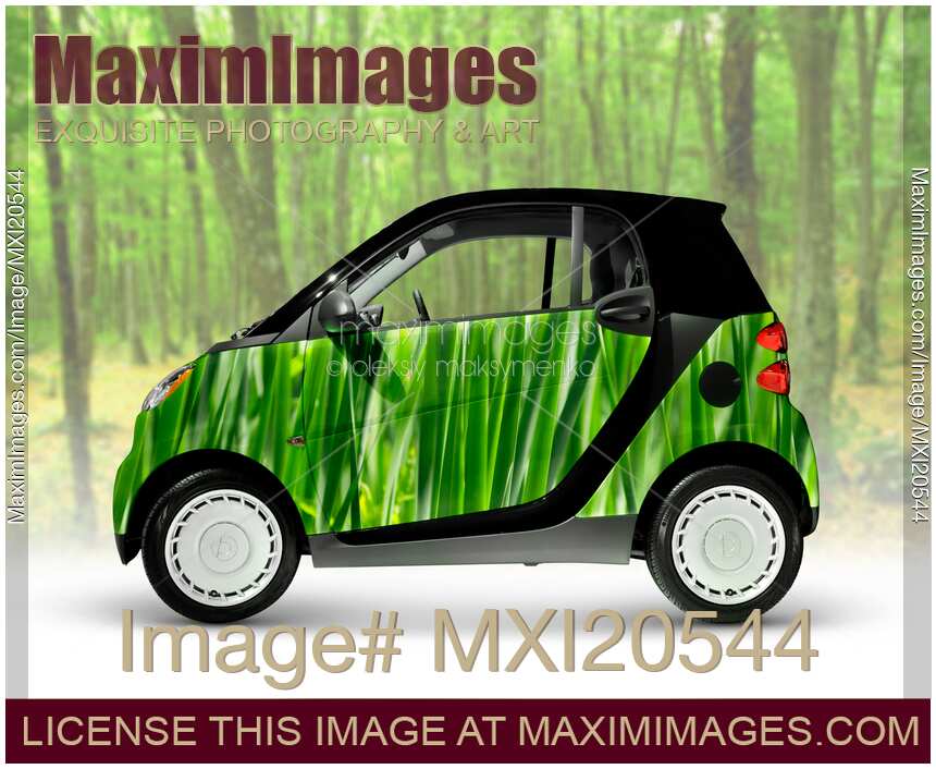 Green Smart Fortwo Mini Car in the nature