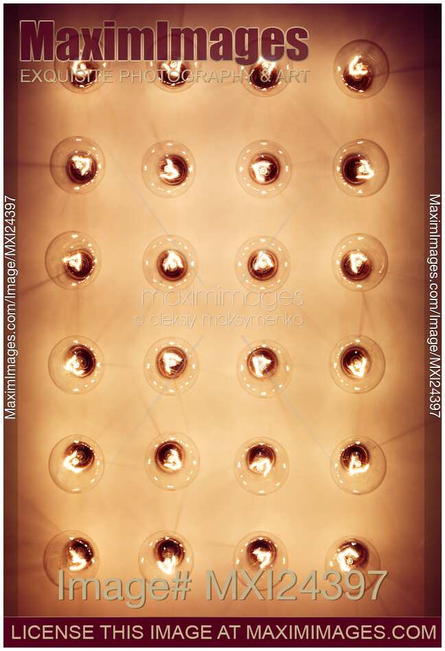 Group of lit light bulbs