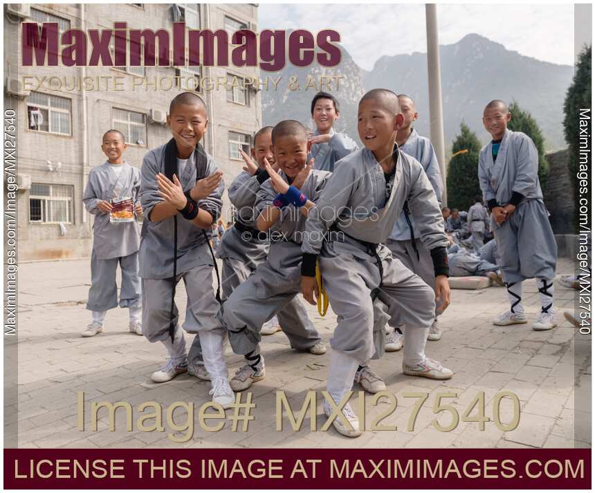 Group of young happy Shaolin students in DengFeng China