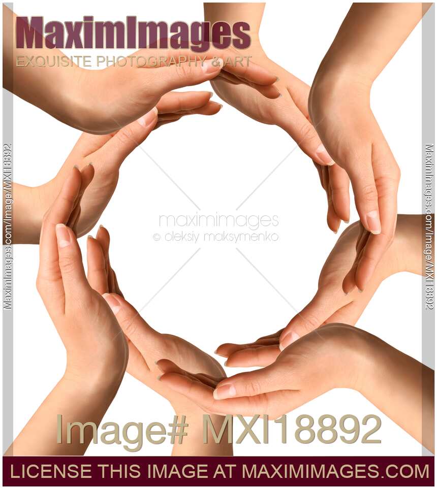 Hands Making a Circle on White Background