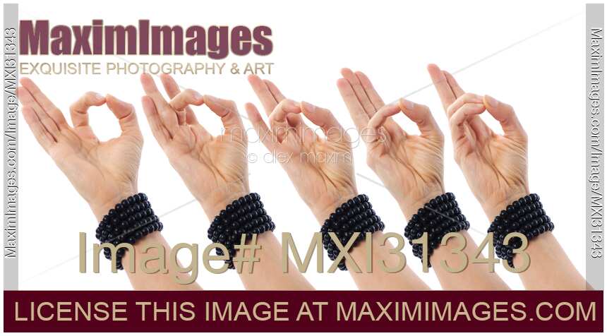 Hands showing five important Yoga Mudras