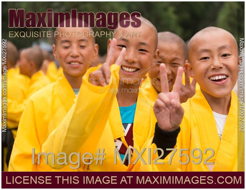 Happy smiling Shaolin chool students in Dengfeng China
