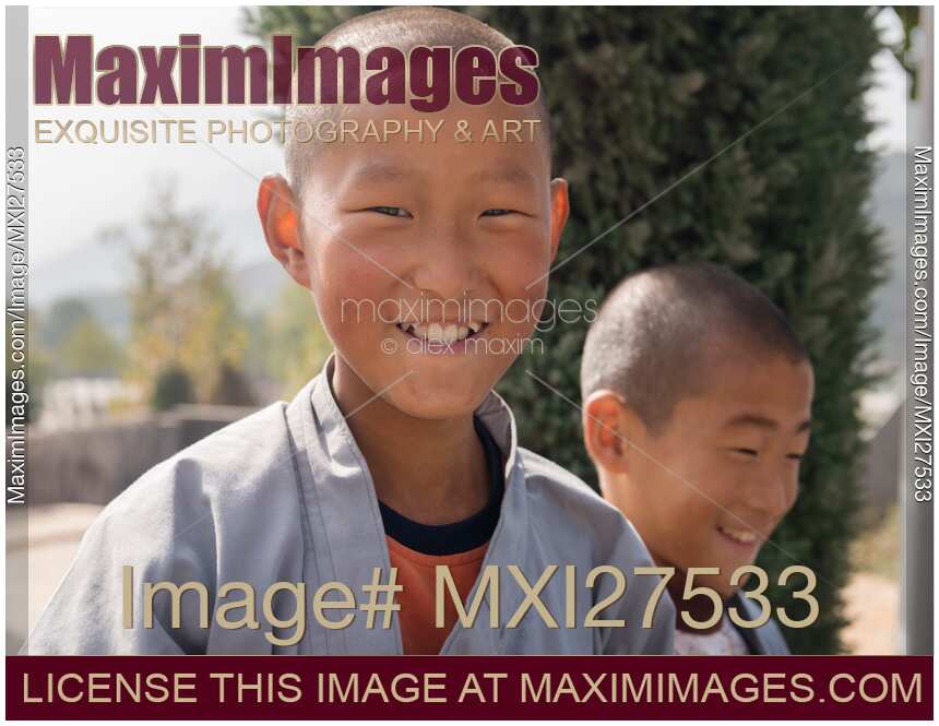 Happy young Shaolin students in China