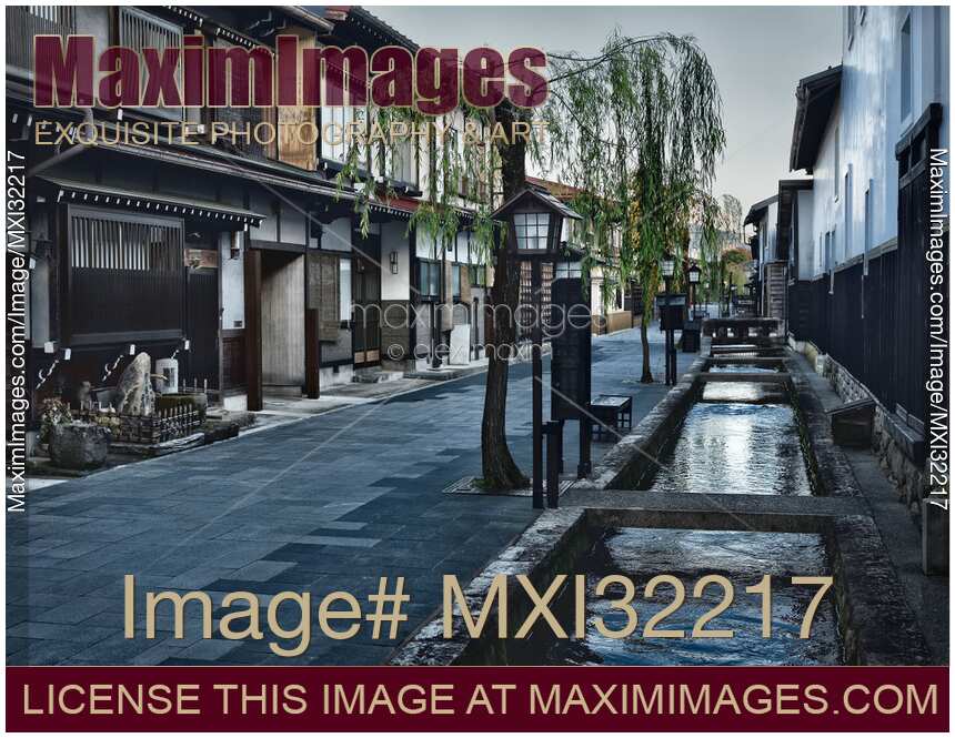 Hida-Furukawa old town street with a canal Japan