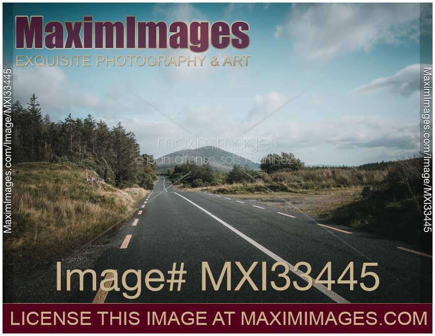 Highway in sunny landscape scenery Connemara Ireland