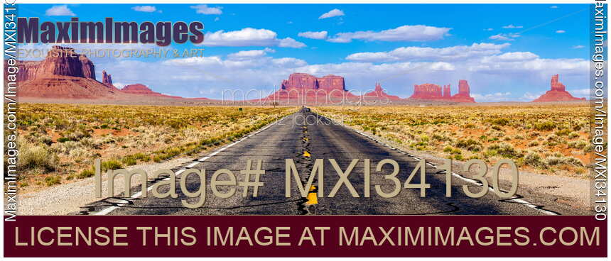 Highway in the Monument Valley Arizona USA Panoramic daytime landscape scenery