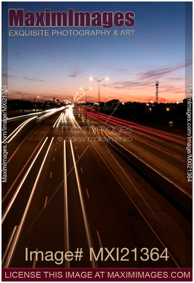 Highway Traffic During Sunset