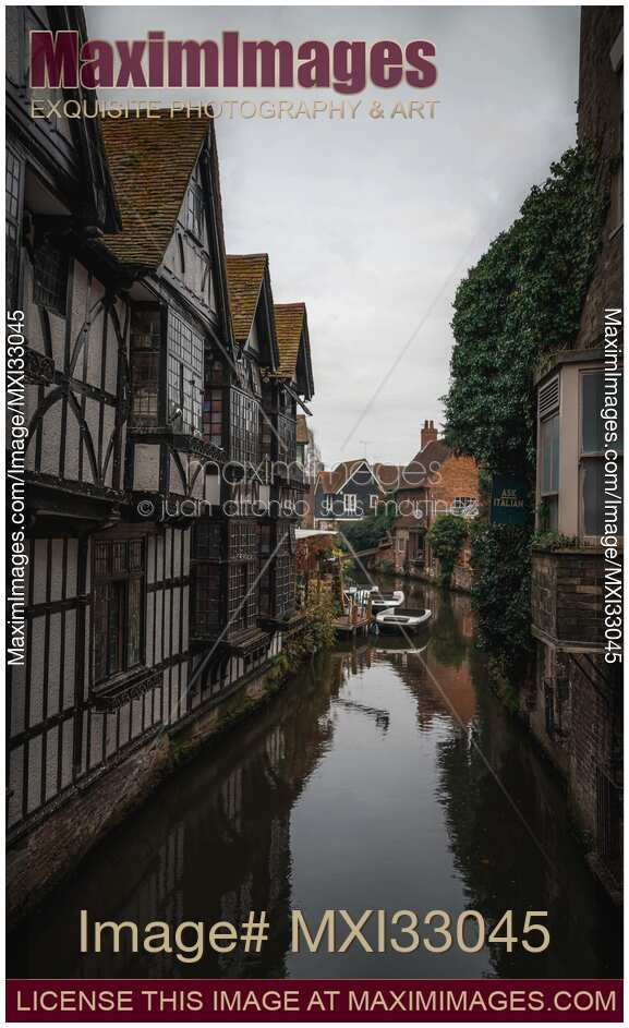 Historic houses along the River Stour in Canterbury Kent England