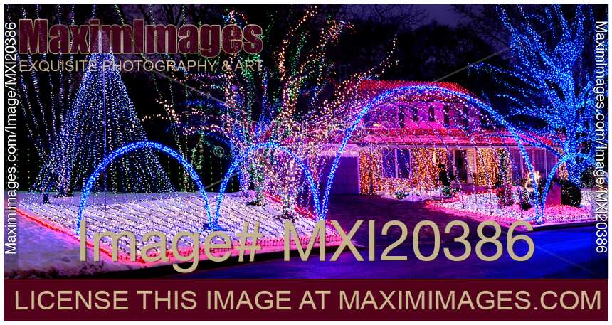 House Decorated with Christmas Lights
