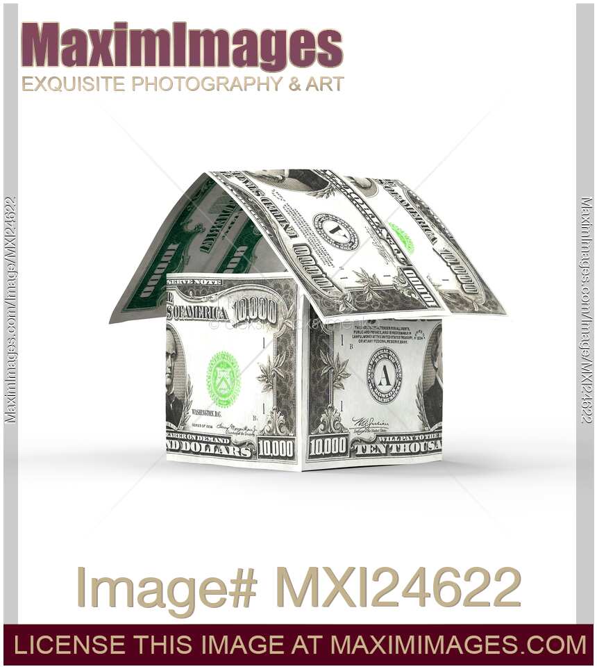 House made of ten thousand dollar bills