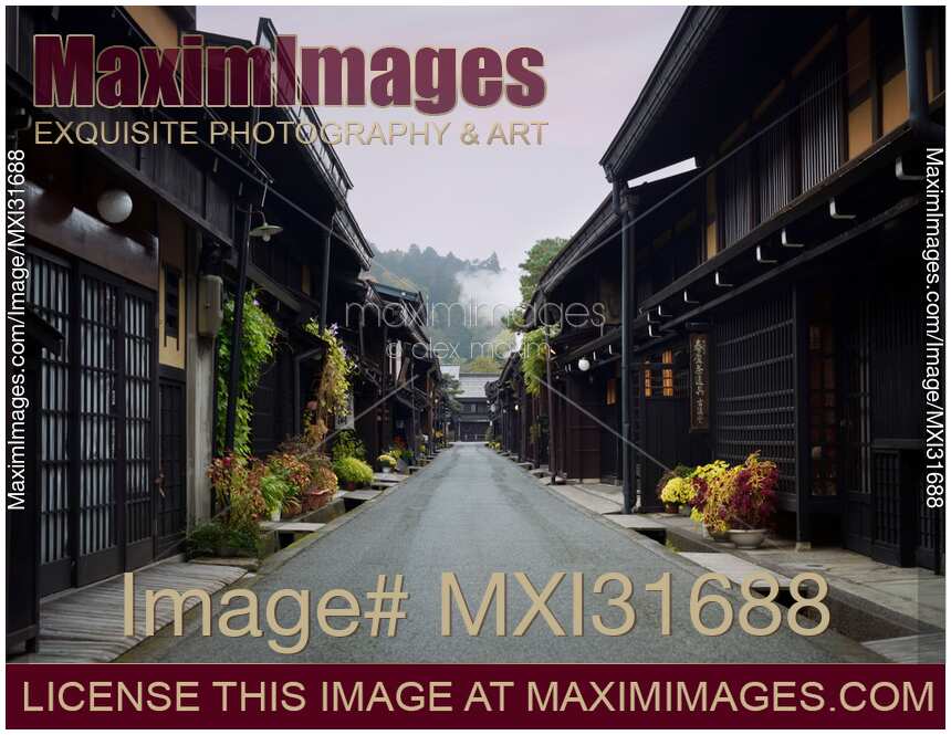 Houses on Kami-Sannomachi old merchant town street Takayama Japan