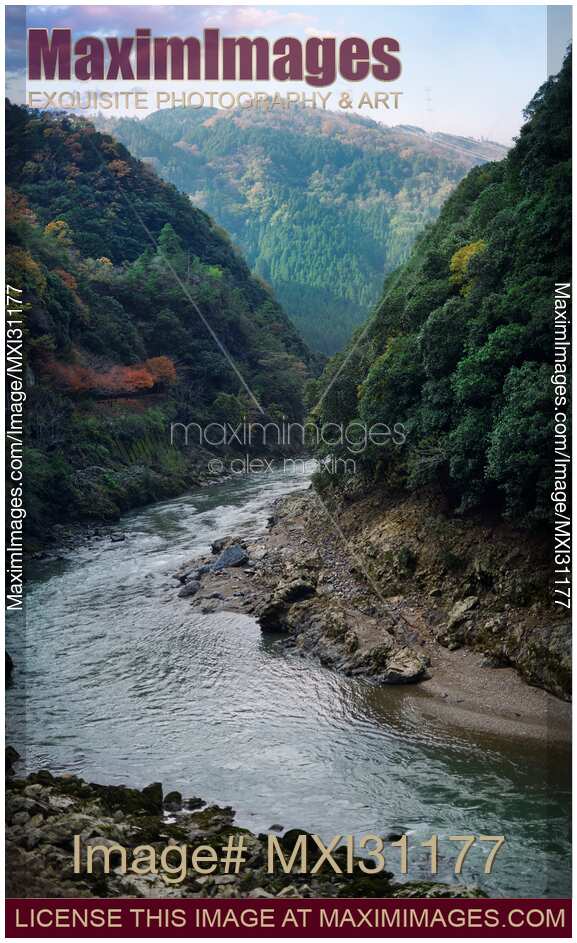 Hozukyo Ravine and Hozugawa river nature scenery in Kyoto Japan