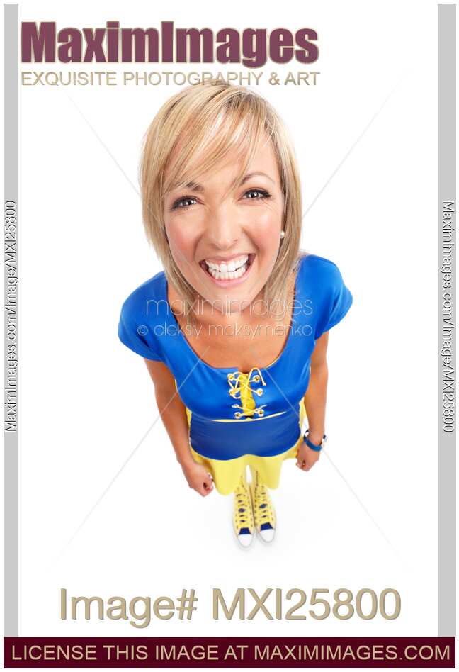 Humorous portrait of smiling young woman