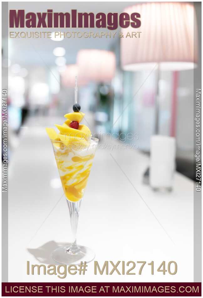Ice cream and mango parfait