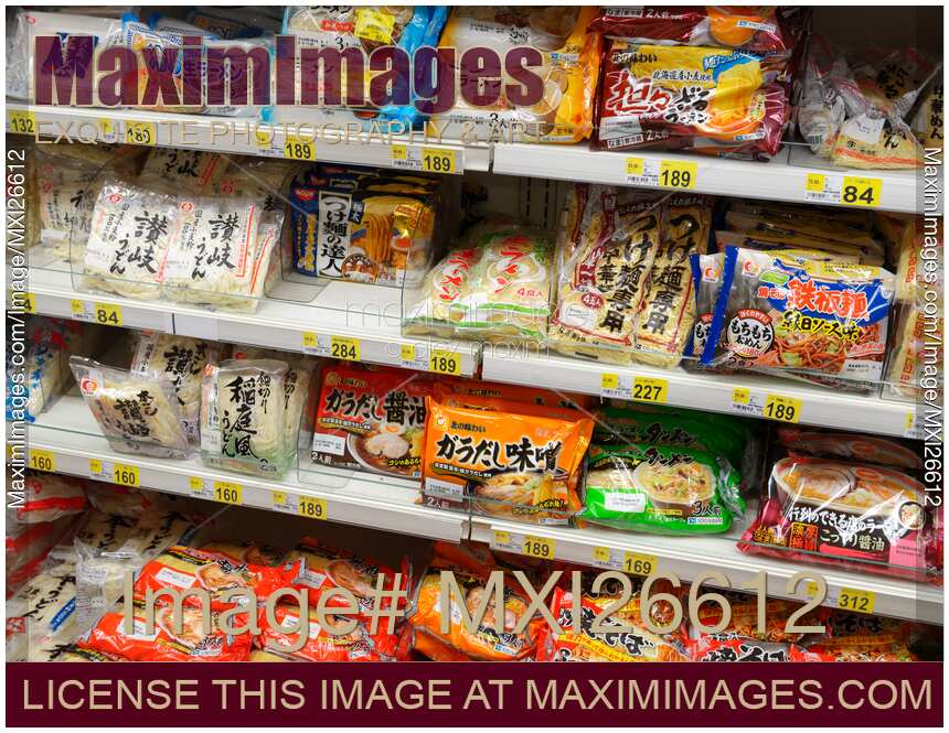 Instant noodles in a store