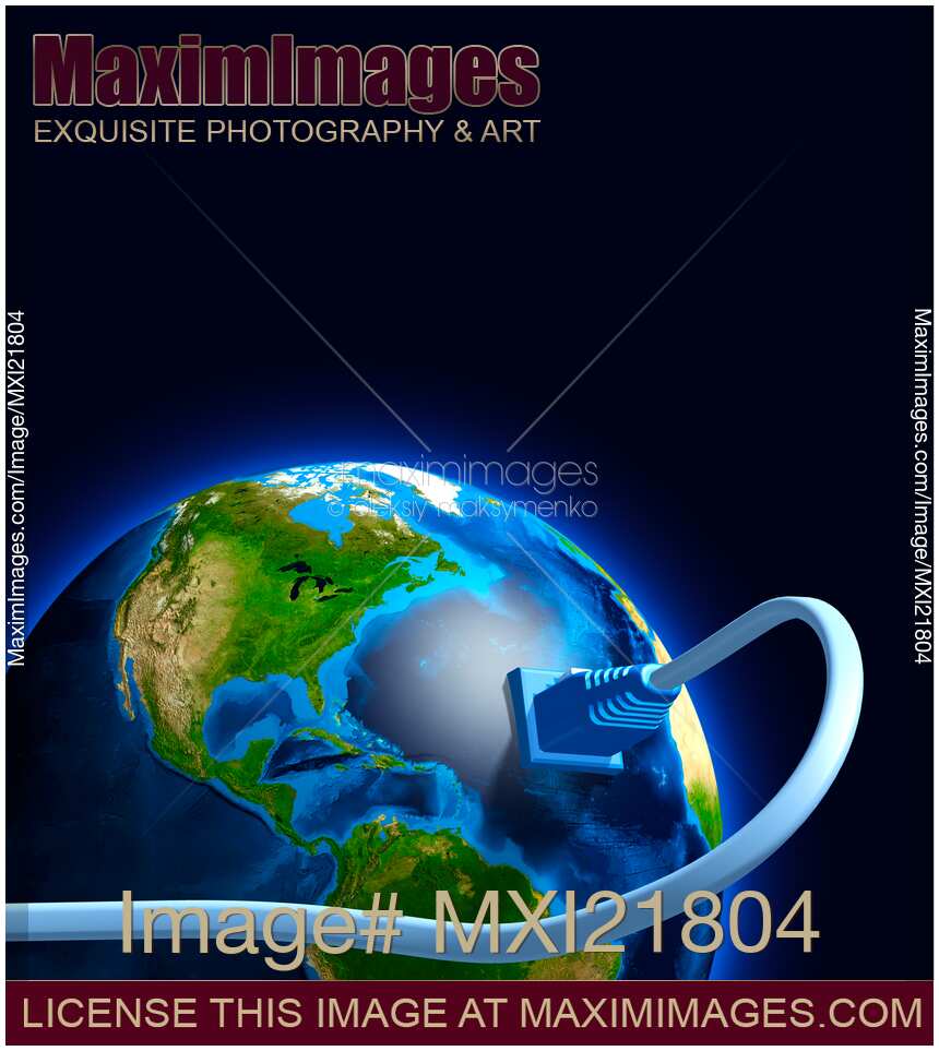 Internet Cable Plugged into the Earth