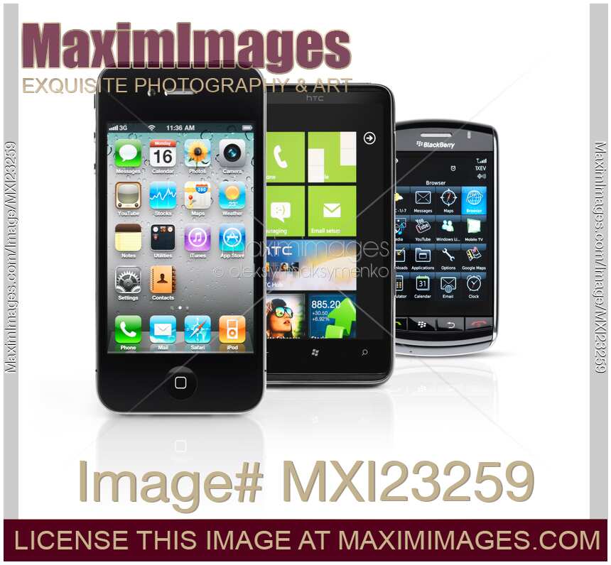 iPhone 4, HTC Windows phone and BlackBerry Storm Smartphones