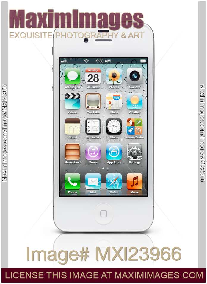 iPhone 4S Smartphone Displaying Desktop Isolated on White
