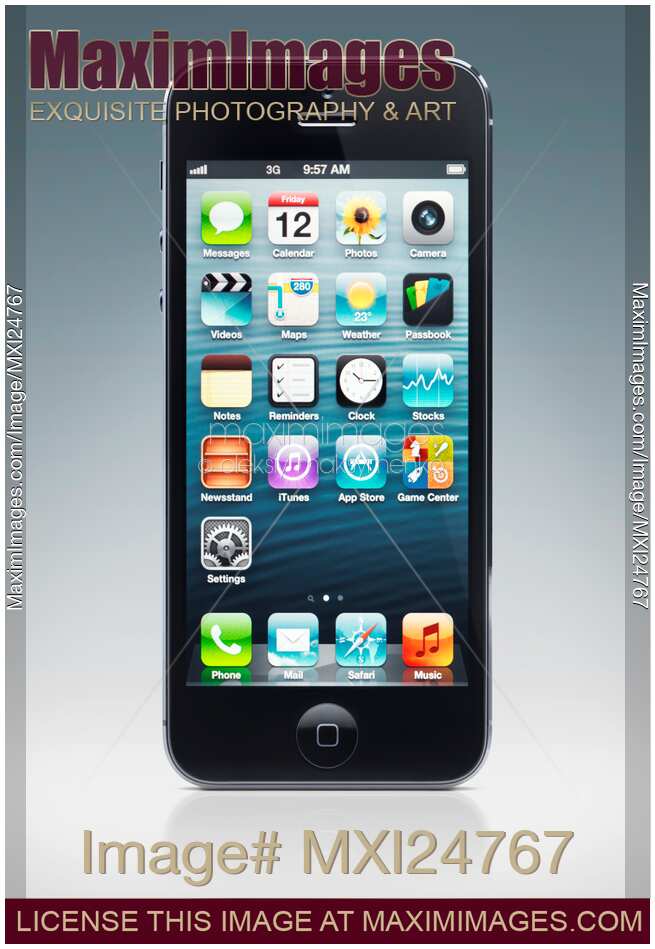 iPhone 5 black smartphone on blue
