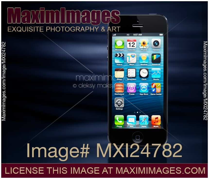 iPhone 5 on dynamic blue background