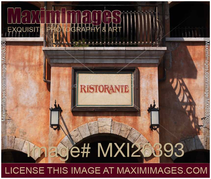 Italian restaurant sign on old building