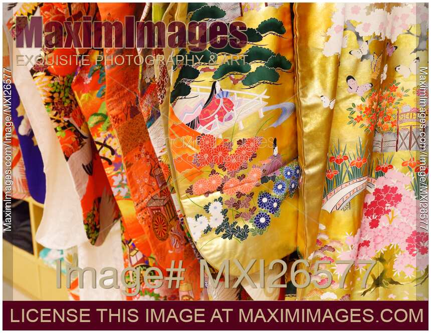 Japanese kimonos in a store