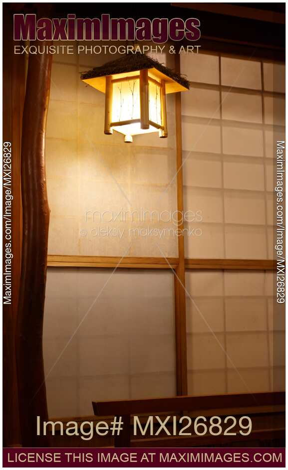 Japanese room decor lamp and shoji screen