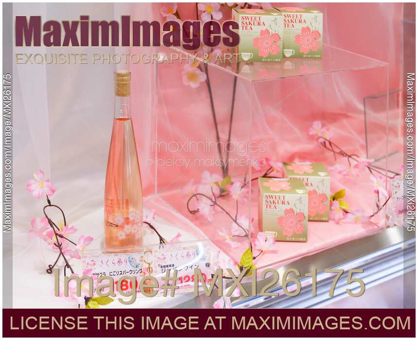 Japanese sakura wine and tea