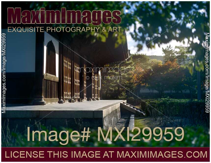 Kennin-ji temple lit by morning sunlight Kyoto