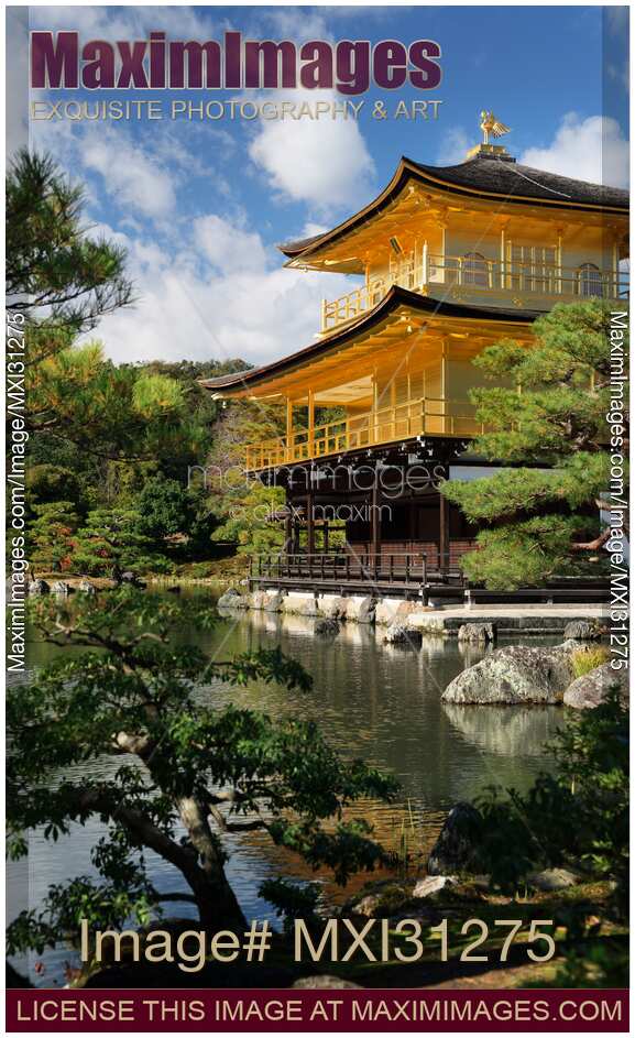 Kinkaku-ji,Temple of the Golden Pavilion in bright sunlight Rokuon-ji Zen Buddhist temple in Kyoto